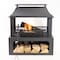 Deko Living 36 Inch Rectangular Outdoor Steel Wood Burning Fireplace with Log Storage COB10511 - alternate 1